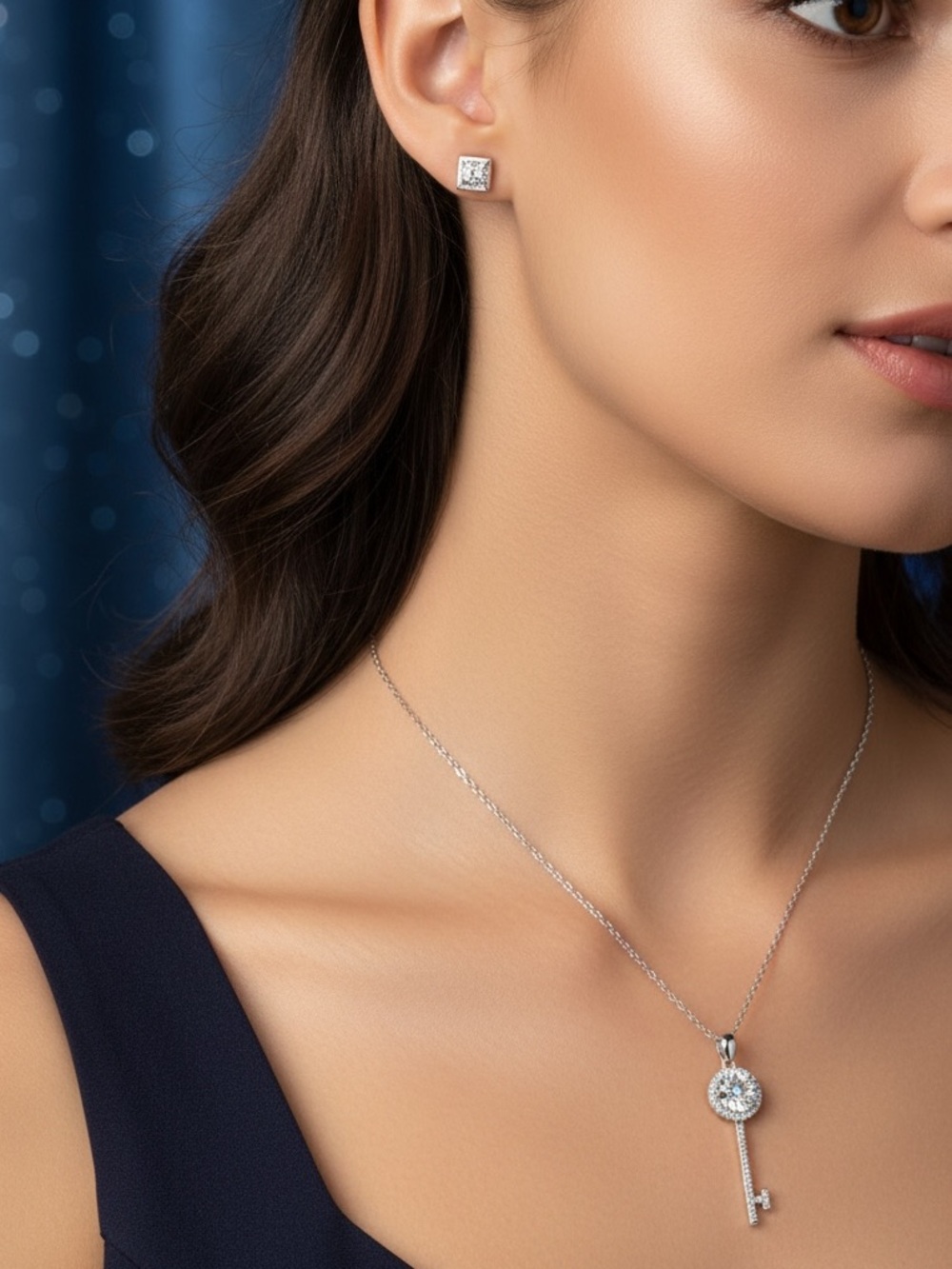 Sparkling S925 Sterling Silver Moissanite Pendant Necklace. New.